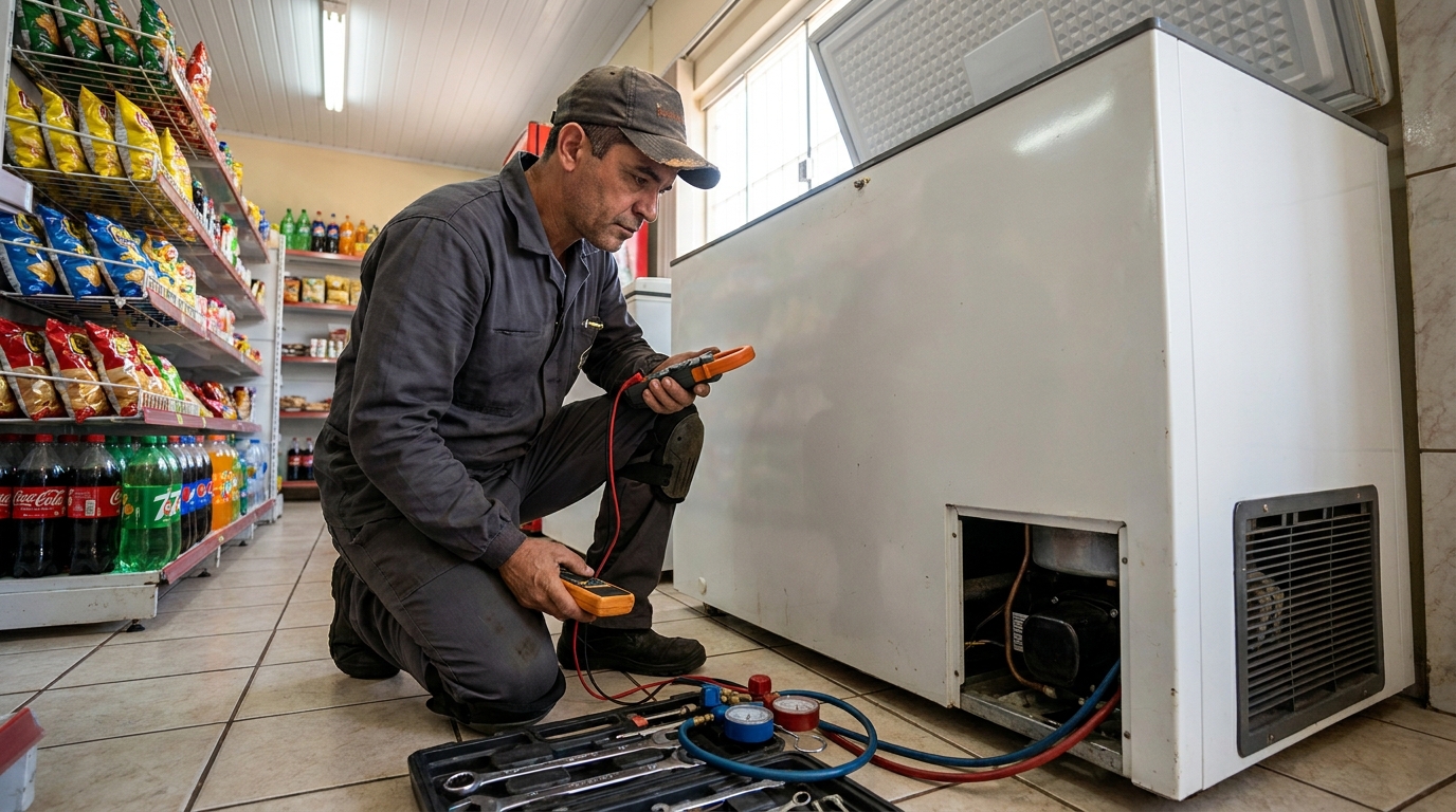 Reparo na placa eletrônica do freezer em Teresina‑PI